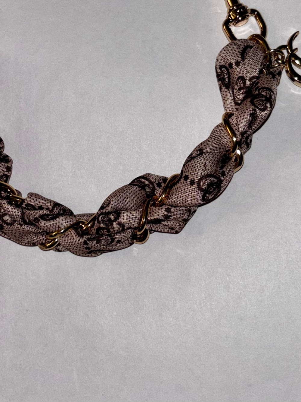 Brand New !! Bag Charm Monogram Scarf Chain with Gold Hardware - Picture 3 of 6